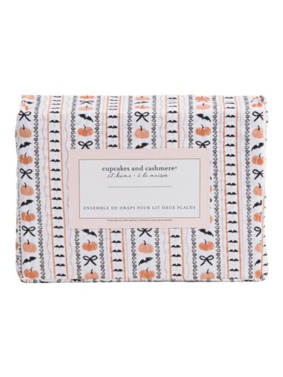 CUPCAKES & CASHMERE Pumpkin Party Striped Sheet Set